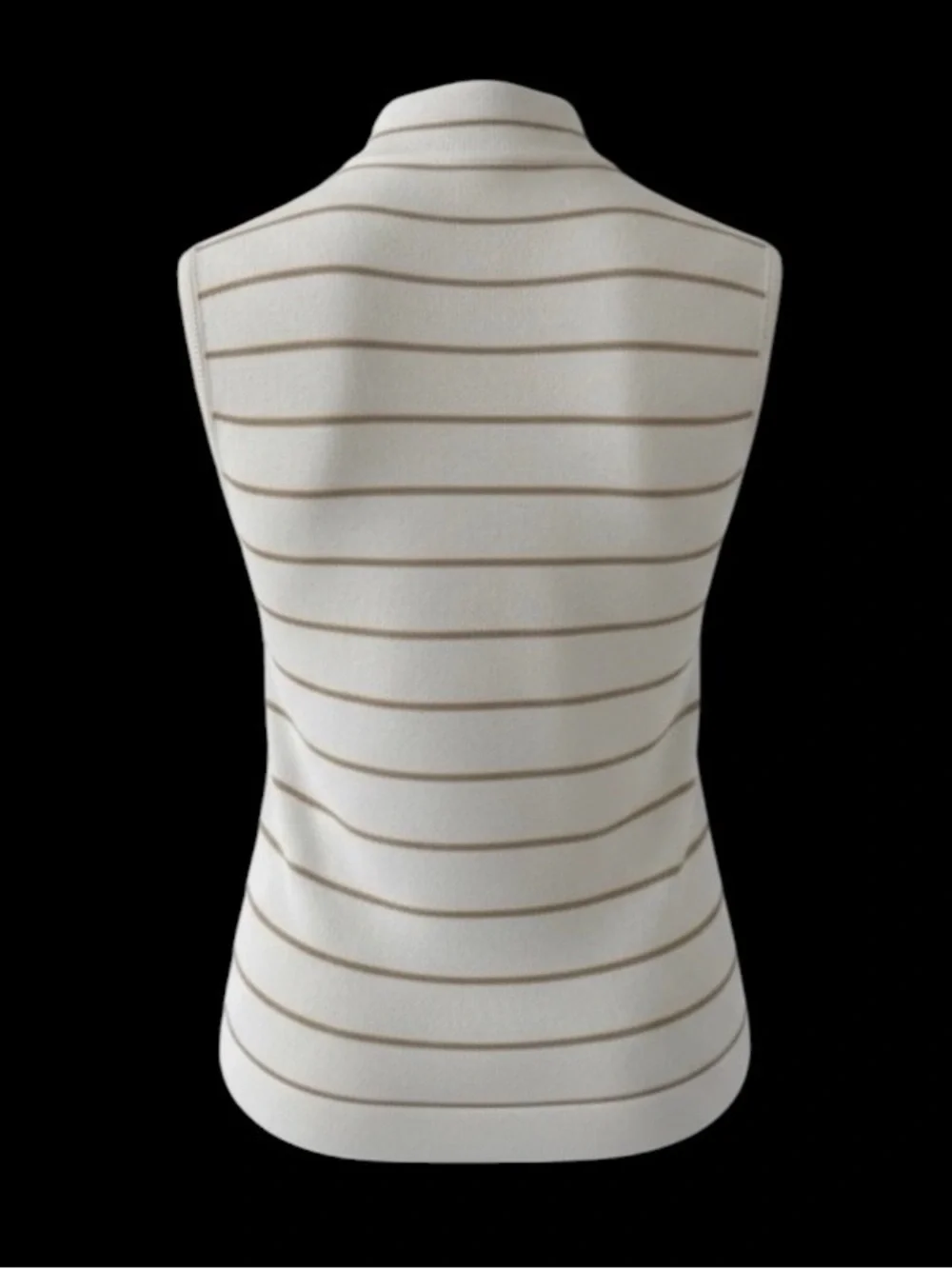 St. John Ivory with Gold Metallic Stripes Sleeveless Mock Neck Knit Sweater